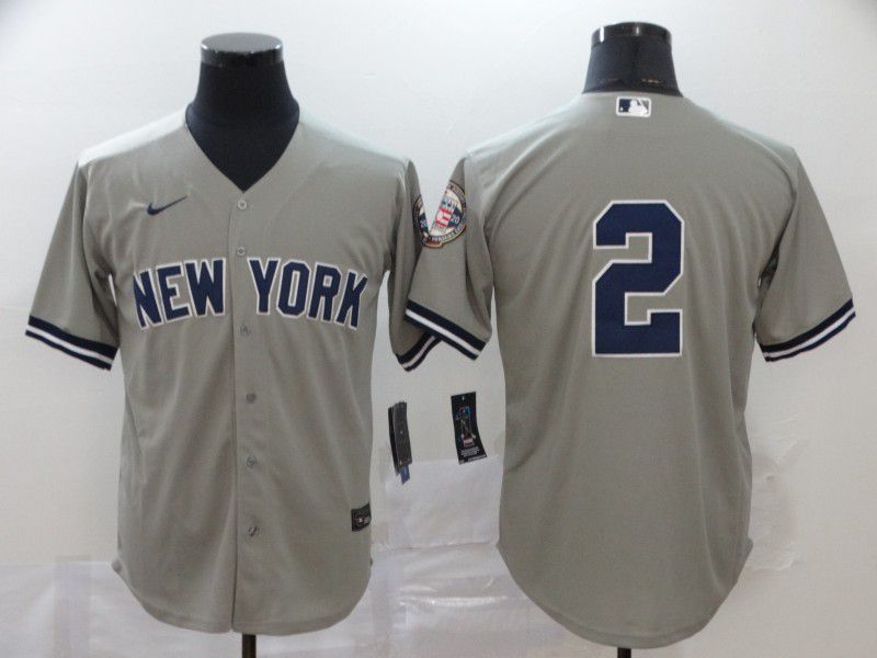 Men New York Yankees 2 No name Grey Nike Game MLB Jerseys